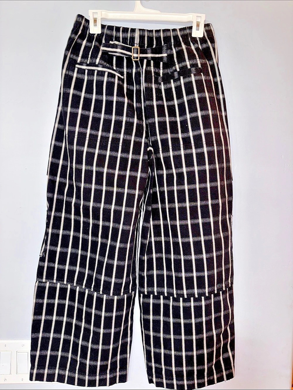 BDG Plaid Wide Leg Cargo Pants Black White Medium Urban Outfitters